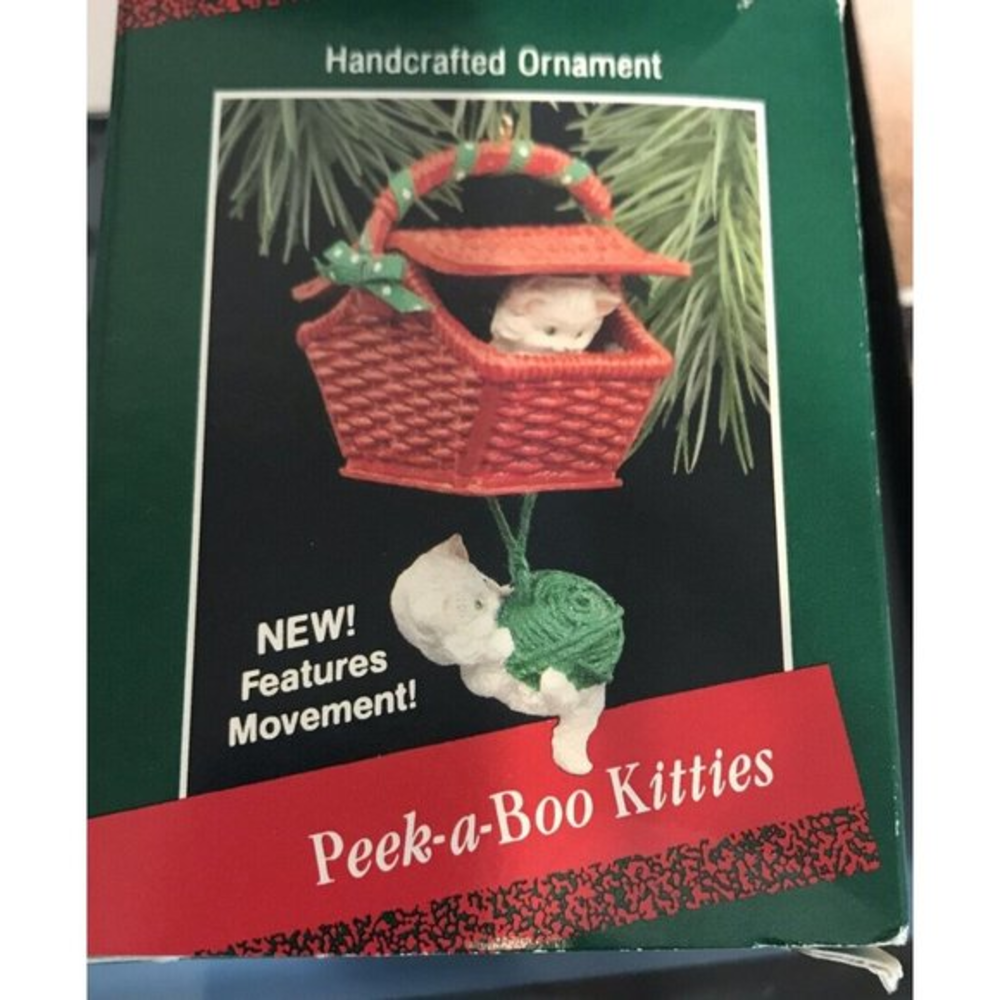 Hallmark Keepsake‎ Ornament Peek A Boo Kitties 1988 Movement New Old Stock